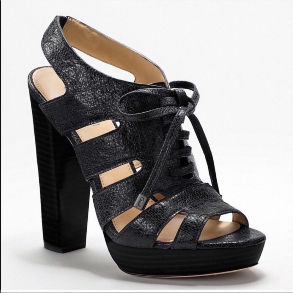 Coach Black Textured Heels